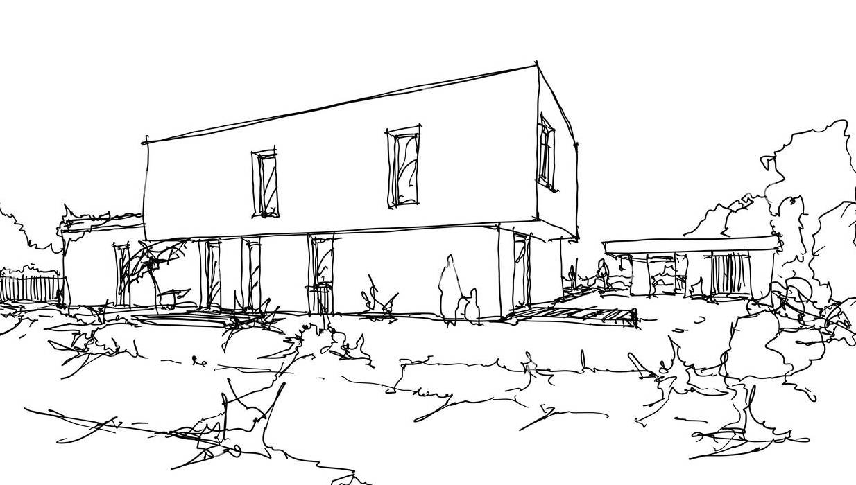 Before: Modern house exterior visualization