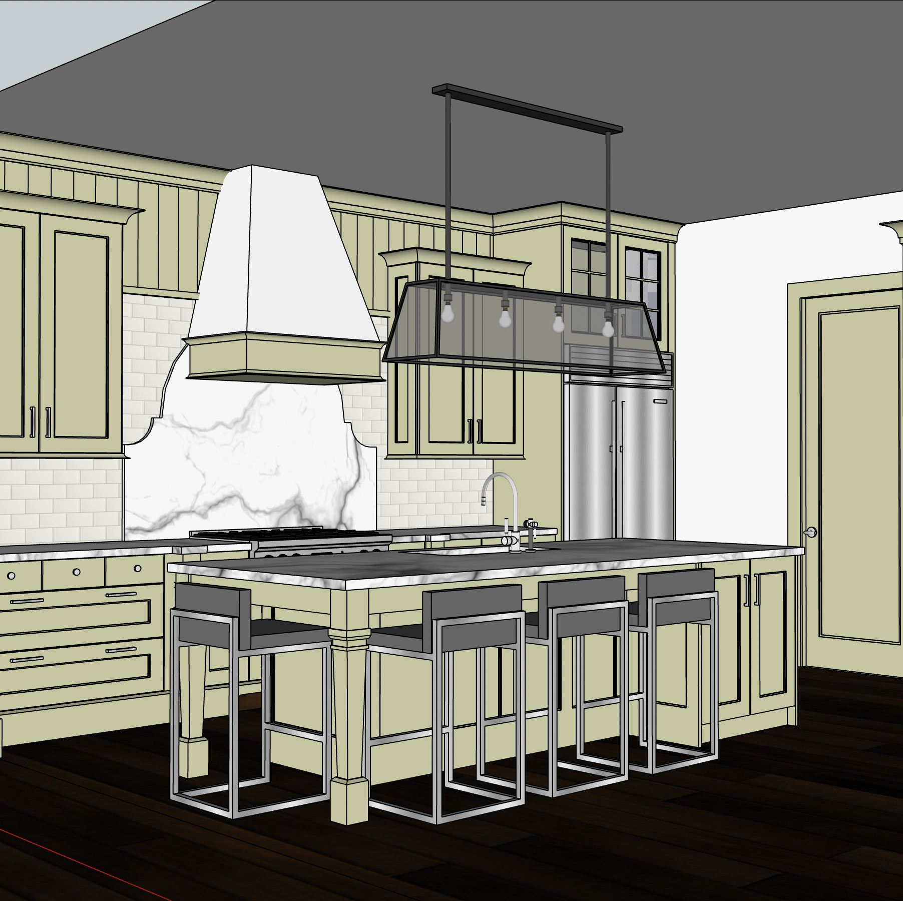 Before: Interior space rendered from CAD viewport